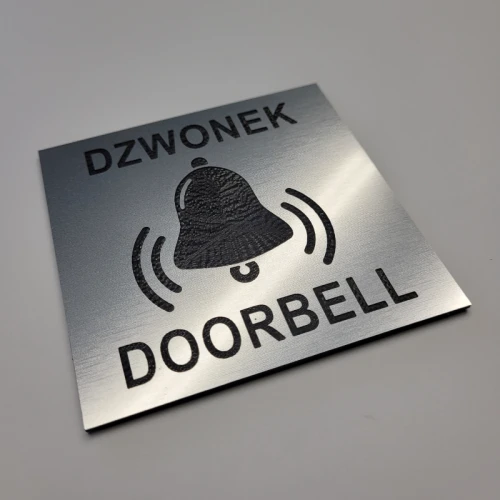 Dzwonek tabliczka samoprzylepna kolor stalowy szczotkowany