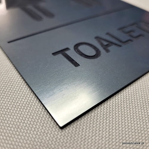 Toaleta wspólna tabliczka grawerowana kolor stalowy szczotkowany