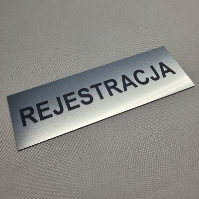 Rejestracja tabliczka informacyjna grawerowana.