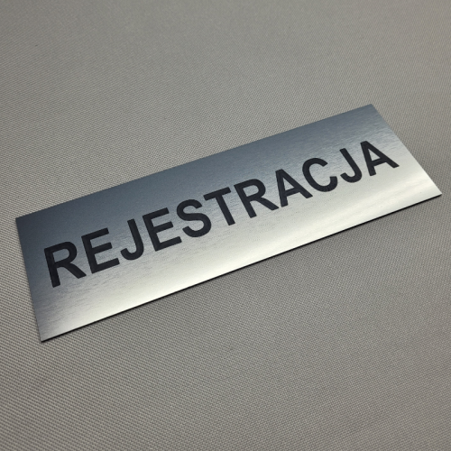 Rejestracja tabliczka informacyjna grawerowana.