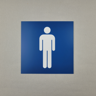 Toaleta męska - tabliczka informacyjna niebieska