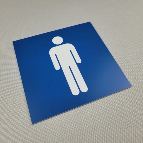 Toaleta męska - tabliczka informacyjna niebieska, grawerowana