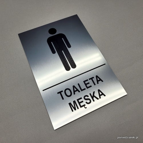 Tabliczka informacyjna na drzwi "Toaleta męska" z napisem