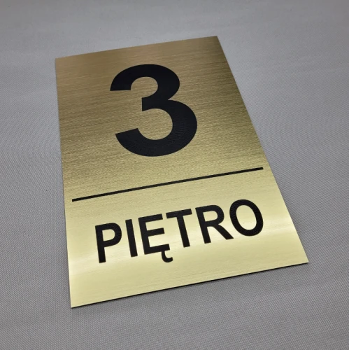 Numer piętra tabliczka kolor  złoty szczotkowany