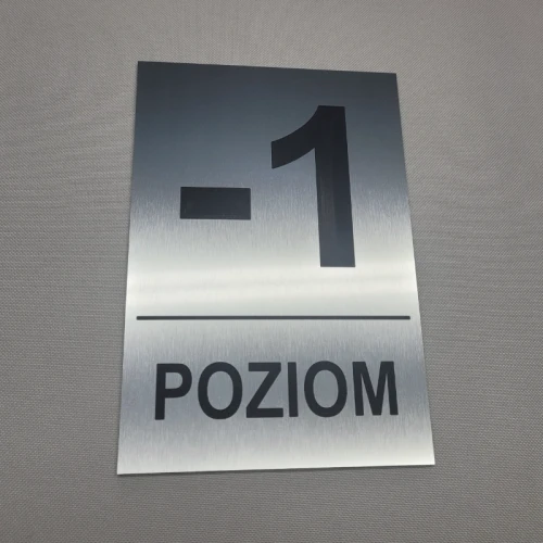 Numer poziomu tabliczka kolor stalowy szczotkowany