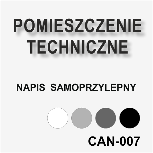 Pomieszczenie techniczne napis samoprzylepny.