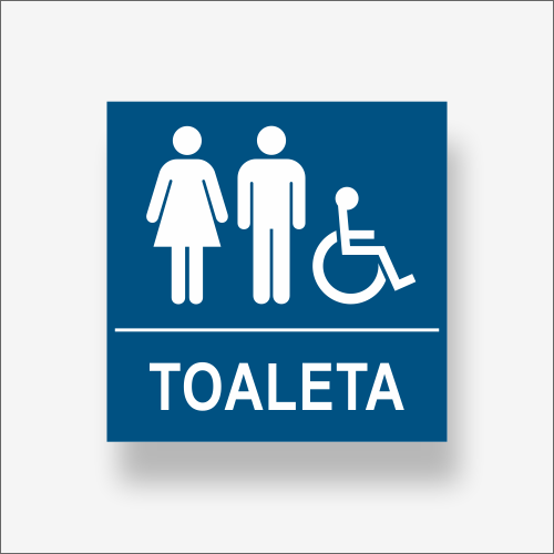 Tabliczka informacyjna na drzwi "Toaleta wspólna i dla niepełnosprawnych"  napis