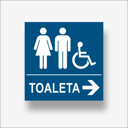 Tabliczka informacyjna wskazująca kierunek do toalety