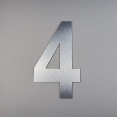 Cyfra 4  wycięta - srebrny szczotkowany