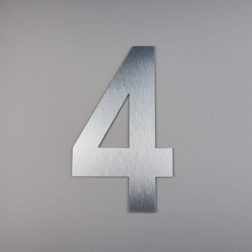 Cyfra 4  wycięta - srebrny szczotkowany