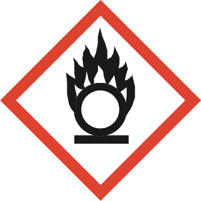 Piktogram GHS 03 - substancje utleniające gazy/ciecze/ciała stałe