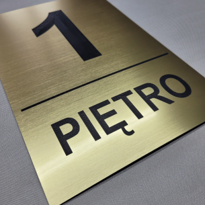 Numer piętra tabliczka grawerowana kolor złoty szczotkowany