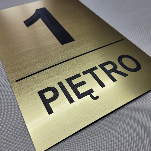 Numer piętra tabliczka grawerowana kolor złoty szczotkowany