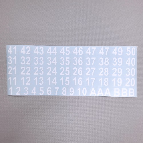 Numery na skrzynki - samoprzylepne wysokość 25 mm biały.