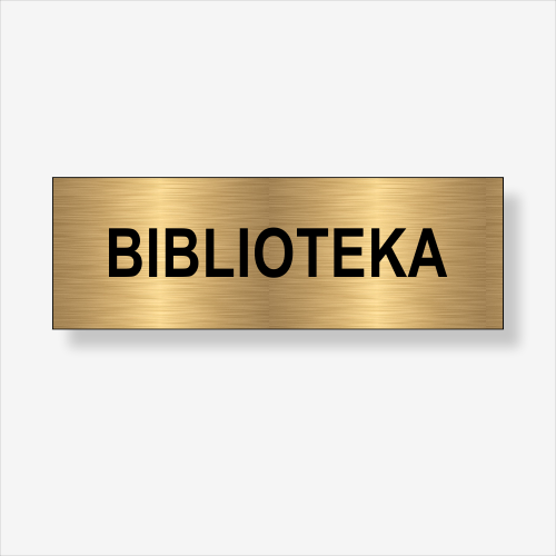 Biblioteka - tabliczka informacyjna 210 x 70 mm ZŁOTA.png