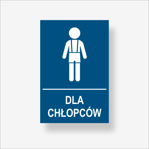 Toaleta dla chłopców - tabliczka na drzwi niebieska