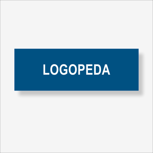 Logopeda - tabliczka informacyjna 210 x 70 mm niebieski z białym.png