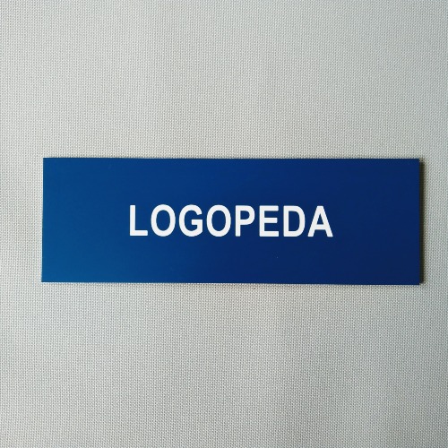 Logopeda - tabliczka informacyjna niebieski z białym