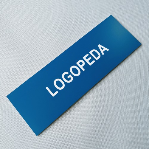 Logopeda - tabliczka informacyjna niebieski z białym