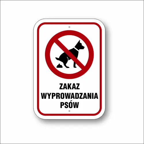 Tabliczka z czerwono białą grafiką i napisem
