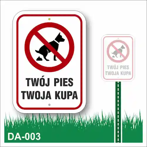 Tabliczka na trawnik "Twój pies twoja kupa" (biała)