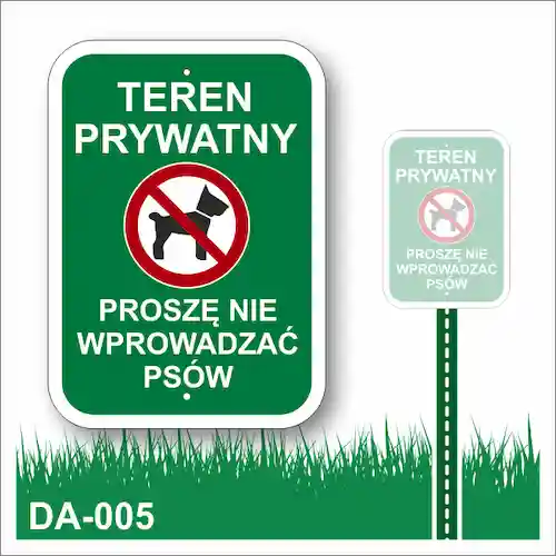 Tabliczka na trawnik "Teren prywatny Proszę nie wprowadzać psów" (zielona)