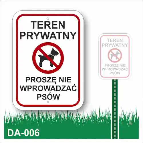 Tabliczka na trawnik "Teren prywatny Proszę nie wprowadzać psów" (biała)
