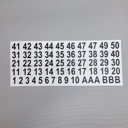 Numery na skrzynki - samoprzylepne na arkuszu
