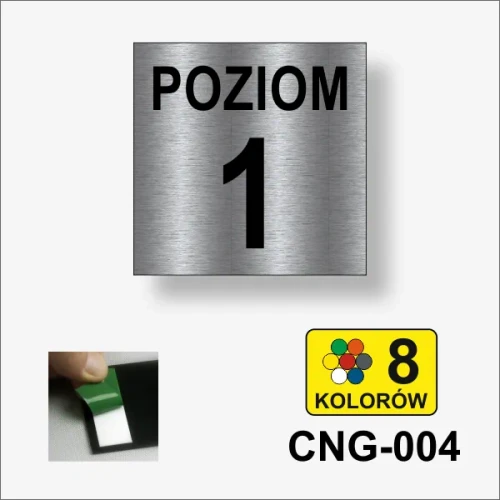 Kwadratowa tabliczka z numerem kondygnacji - kolor stalowy szczotkowany