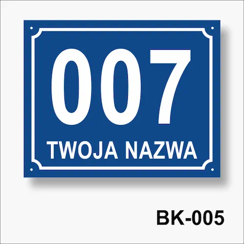 Tabliczka z numerem na dom niebieska