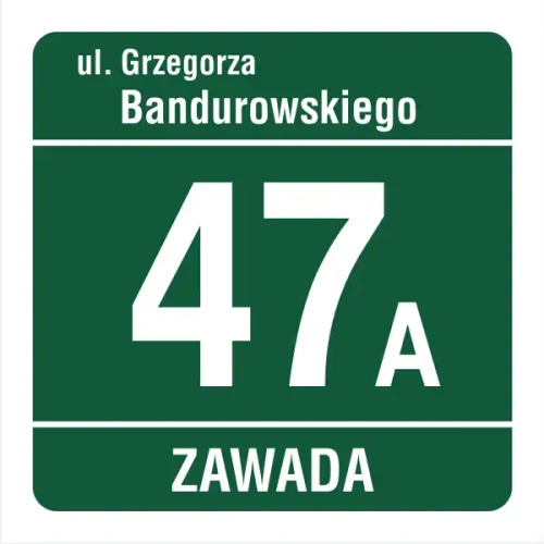 Tablica adresowa numer i ulica (ciemno zielona)