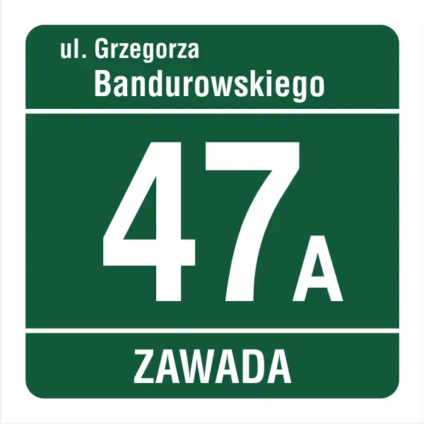 Tablica adresowa numer i ulica (ciemno zielona)