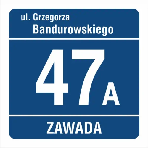 Tablica adresowa numer i ulica (niebieska)