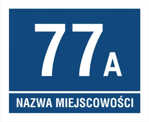 Tablica adresowa numer nazwa miejscowości (niebieska)