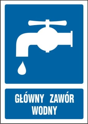 Tablica AW010 - "Główny zawór wodny"