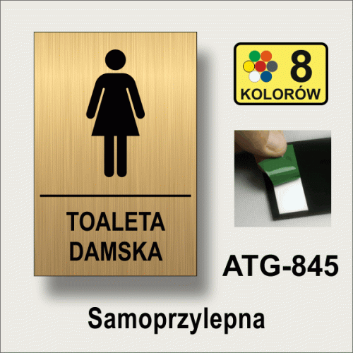 Toaleta damska - tabliczka-informacyjna-na-drzwi-złoty-szczotkowany