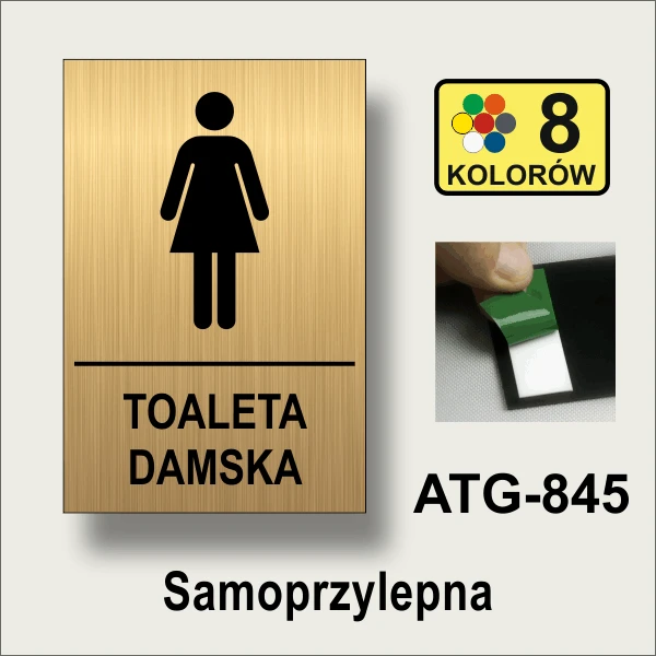 Toaleta damska - tabliczka-informacyjna-na-drzwi-złoty-szczotkowany
