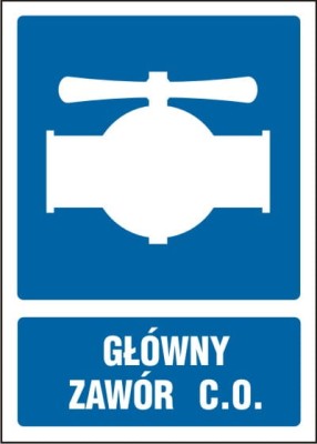 Tablica AW011 - "Główny zawór C.O."