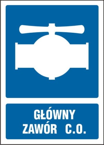 Tablica AW011 - "Główny zawór C.O."