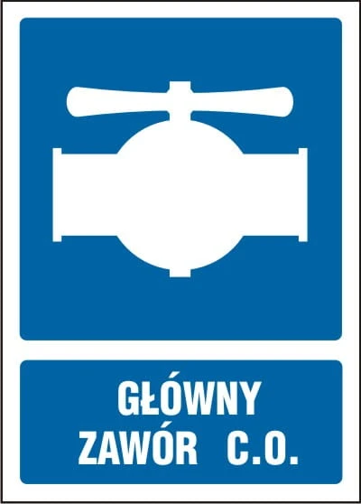 Tablica AW011 - "Główny zawór C.O."