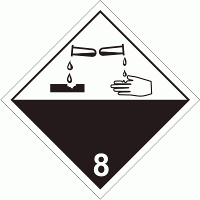 Nalepka ADR  AO025 - "Materiały żrące"