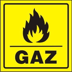 Znak AF007 - "Gaz. Naklejka na szafy licznikowe"
