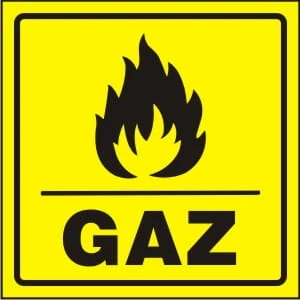 Znak AF007 - "Gaz. Naklejka na szafy licznikowe"