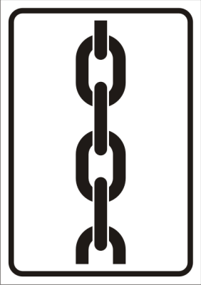 Tu zakładać zawiesia - nalepka na opakowania transportowe