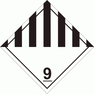 Nalepka ADR  AO026 - "Różne materiały i przedmioty niebezpieczne"