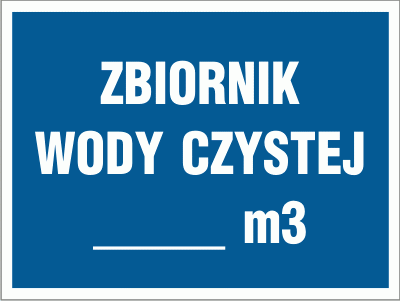 Tablica wodociągowa informacyjna BE001 - Zbiornik czystej wody poj ...