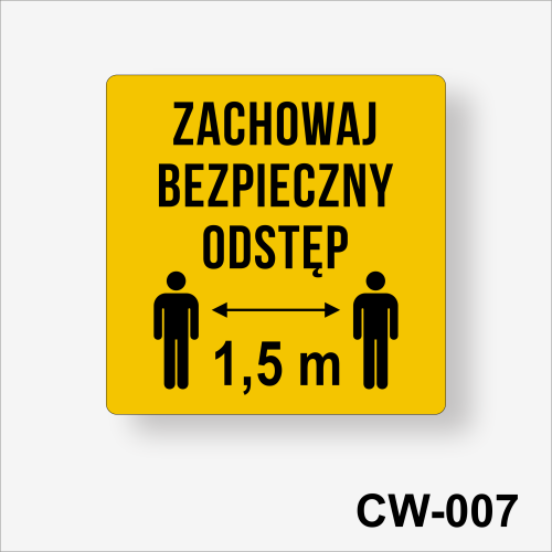Zachowaj bezpieczny odstęp 1,5 m - Naklejka podłogowa antypoślizgowa.