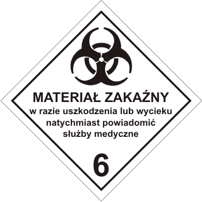 Nalepka ADR  AO018 - "Materiały zakaźne"
