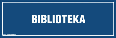 BIBLIOTEKA tabliczka na drzwi granatowa.