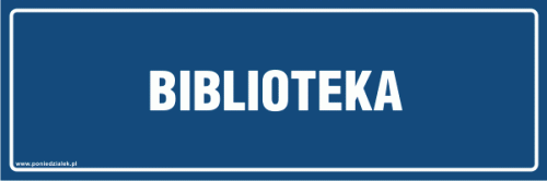 BIBLIOTEKA tabliczka na drzwi granatowa.